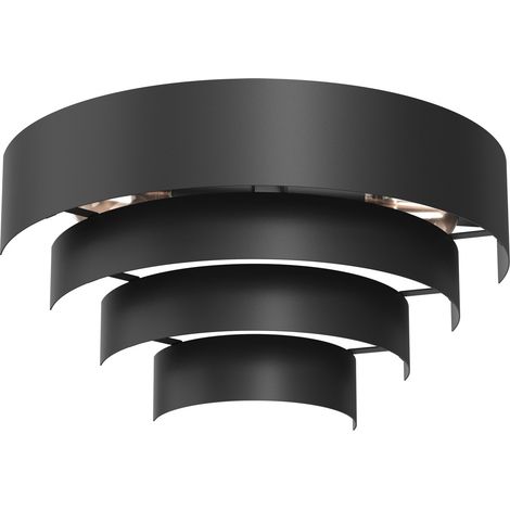 Applique murale noire mate Rings demi-cercles 2xE27