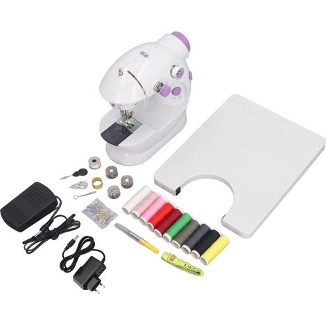 Mini machine à coudre électrique portable pour débutants, kit de couture et de quilting avec fils et accessoires, pour la maison et les voyages, prise UE 100-240 V (1/5)