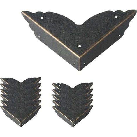 Lot de 12 Protections d'angle Vintage - Style Antique- pour décorer Les Bords de Meubles - pour Table ou Coffre à Bijoux - en Bois (1/4)
