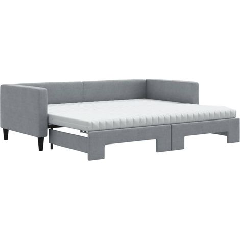 Maison Exclusive - Tagesbett Ausziehbar mit Matratze Hellgrau 90x