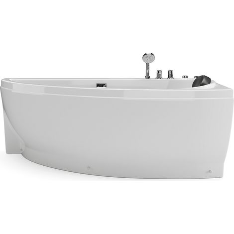 Baignoire balnéo asymétrique blanche - 1 place - 160 x 75 cm - Angle droit - TABANA