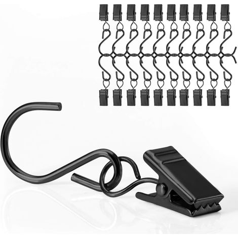 40 Stück Gardinenringe mit Clips aus Edelstahl, ideal für Lichterketten und Partylichter