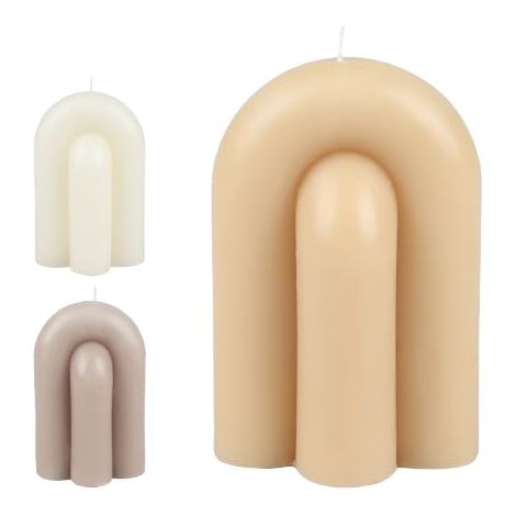 NATURAL LIVING "BUBBLE" BOUGIE ARCH 3 COULEURS ASSORTIES 7X8,5XH14CM (1/3)