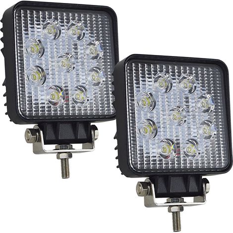 2pcs 3 pouces 27W barre de lumière LED de lumière de travail carrée, lumière de travail à faisceau large pour SUV de camion tout-terrain et antibrouillard 4x4 (1/5)