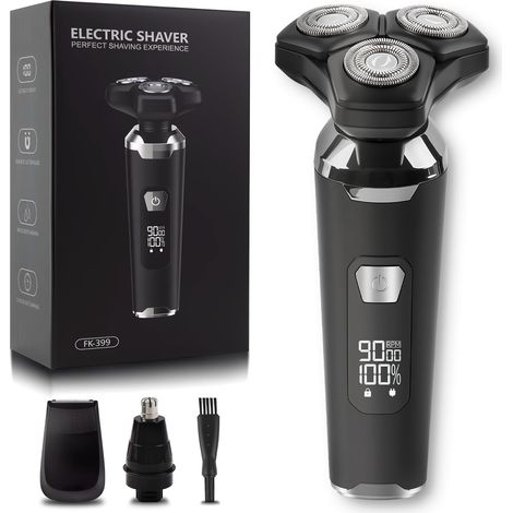 Rasoir Electriques Hommes, Nouveau Rasoir Homme Sans fil 3 En 1 (2025), Étanche Ipx7, avec Accessoire Nez/Favoris, Utilisation sur Peau Sèche Ou Humide, Écran Led, Cadeau Papa, Idee Cadeau Homme (1/5)