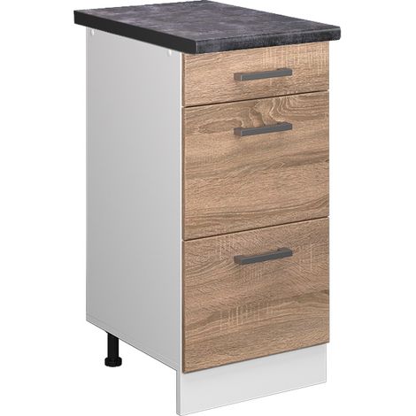 Meuble cuisine R-Line, Sonoma, 40 cm avec tiroirs, PT Anthracite, Vicco