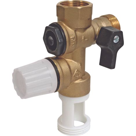 Somatherm For You – Groupe de sécurité laiton 3/4" NF – Siège laiton pour eau neutre – Garde d'air droite – Vanne d'arrêt intégrée