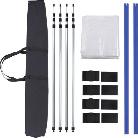 Wiltec Staubschutzwand 4 x 10 m, Renovierungs-Set Staubwand mit Reißverschluss für Folientür und Teleskopstangen 1,5-3,9 m, Trennwand für Renovierung