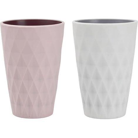 Pot Brosse a dent, gobelet Plastique, Accessoires Salle de Bain, Design de Style Nordique, Solide et résistant à la Chute, adapté aux Adultes, aux Adolescents et aux Enfants (Rose) (1/5)