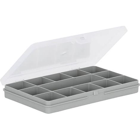 Wham Organiser Box 15.01 17cm with 13 Divisions Soft Grey/Clear