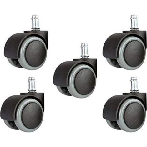 Roulettes De Rechange Pour Chaise De Bureau - 50 mm - Tige 11 mm - Universelles Pour Sols Durs - Lot De 5 (1/4)