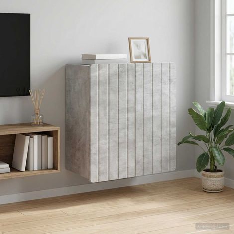 vidaXL Mobiletto a muro Grigio Cemento 59 x 31 x 64 cm (1/5)