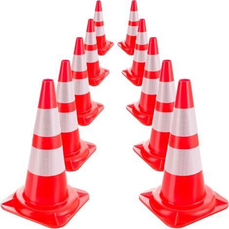 Cônes de signalisation routière cône de Chantier Orange Blanc 50 cm 10 pièces