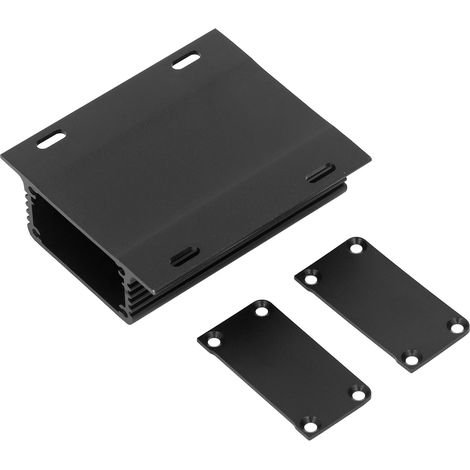 Boîtier aluminium étanche 6063-T5 type intégré 25x71x80mm noir oxydé, avec 2 plaques et 8 vis (1/5)