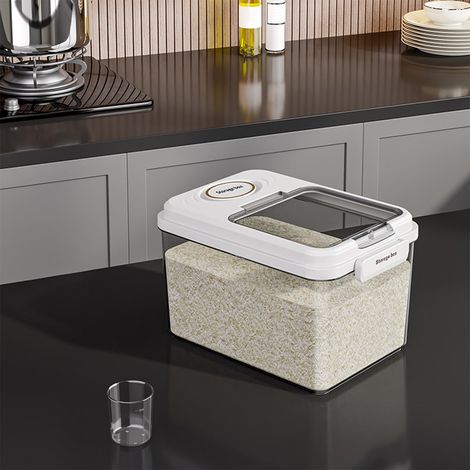 Contenant De Stockage Hermetique - Riz - 22 Lb - Double Joint D Etanchéité - Fenêtre Transparente - Couvercle Magnétique - Avec Cuillère À Mesure - Plastique Alimentaire - 31 X 21 X 19 Cm (1/5)