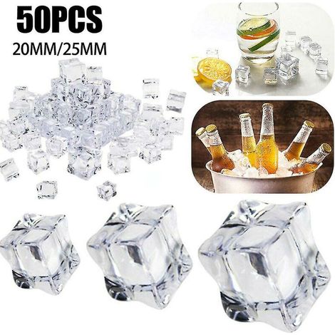 50 Stück klare, gefälschte, zerstoßene Eissteine, Eiswürfel, Vasenfüller, quadratische Eiswürfel, 25 mm x 50 Stück, 11