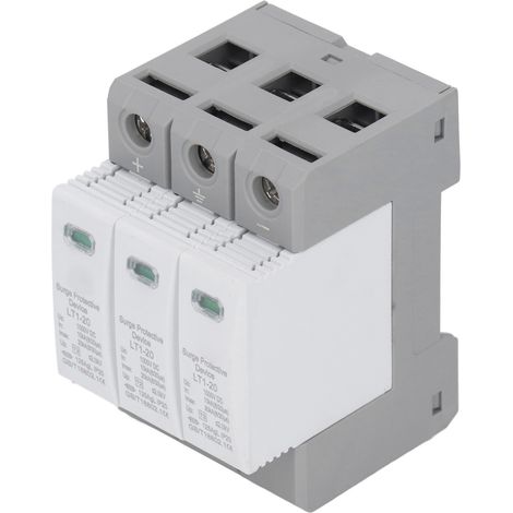 Dispositif de protection contre les surtensions et la foudre IP20 1000 V CC, ignifugé et triphasé. (1/5)