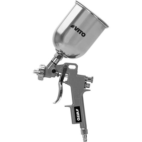 Pistolet à peinture 3 - 5 bar Réservoir 600ml Filetage Air 1/4-6mm Raccord rapide VITO