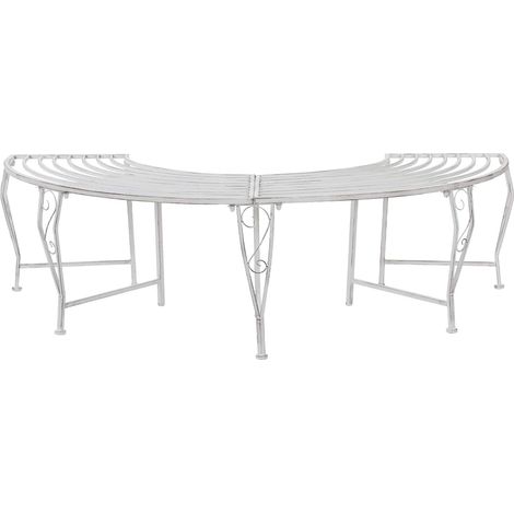 Baumbank 4-Sitzanzahl 160 x 80 x 44 cm Stahl Antik Weiß vidaXL