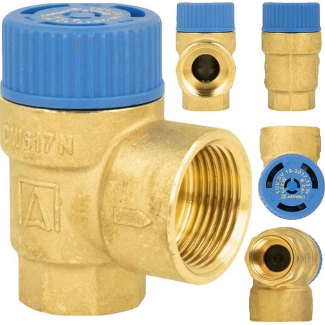 Valvola di sicurezza MSW da 1/2 pollice x 3/4 di pollice, 8 bar, per impianti di acqua calda sanitaria.