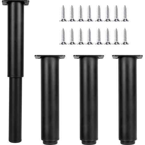 Pieds de Meuble Réglables 18-30cm, Pattes de Canapé en Métal Noir avec 16 Vis, Pieds de Lit en Acier pour Table Chaise Armoire, Lot de 4 Pieds de Sofa (1/5)