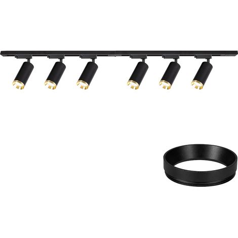 Kit rail monophasé en saillie noir et doré 2 m avec 6 spots GU10 10W MICA Milagro (1/5)