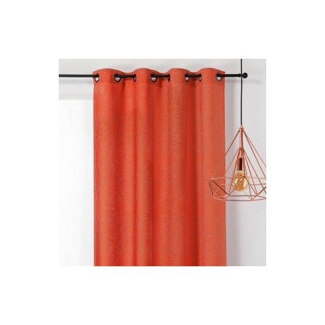 Voilage géométrique tissé en France - 140x270cm - corail (1/3)