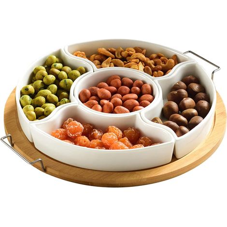 Set de bols en bambou et céramique avec plateau, pour apéritif, sauce et dessert, service élégant pour table et cuisine
