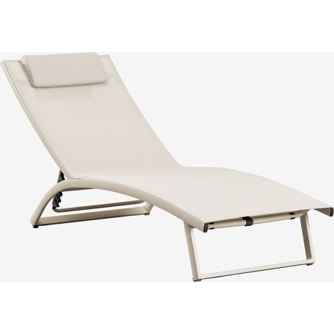 Chaise longue inclinable en aluminium avec coussin Dulem SKLUM Tapioca Beige (1/5)