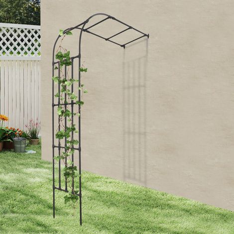 Trellis demi-arc galvanisé, arche de jardin, structure solide pour soutenir les plantes grimpantes. Ce treillis de jardin semi-arqué allie esthétique et solidité (noir, 1,5 x 2,6 m). (1/5)