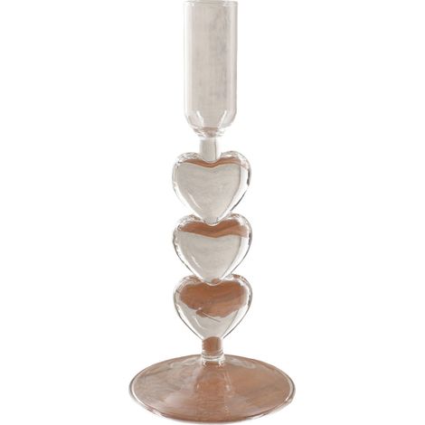 Chandelier À Bougie En Forme De Cœur - Support À Bougie En Verre Transparent - Décor De Table Pour Mariage Et Dîner Romantique - 1 Pièce (1/5)