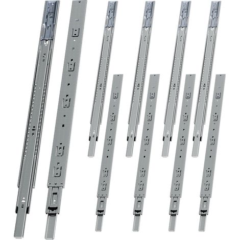 Randaco 5 Paar Schubladenschienen 650 mm Vollauszug, 3-teilig, Softclose mit Selbsteinzug, 45 kg Tragkraft, Schubladenauszug aus Stahl (1/5)