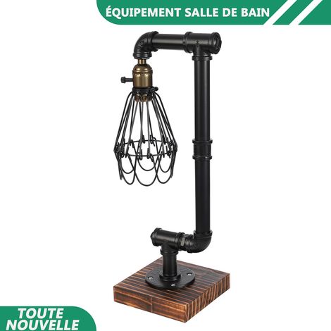 WAOBDLA 12W 220V lampe de table de tuyau d'eau rétro E27 lumière de lecture de l'ombre-lampe à coupe creuse (1/5)