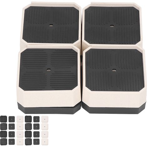 Lot de 8 patins anti-vibrations en forme de L pour machine à laver, fixation sur tous les côtés, rehausseurs de lit antidérapants, stabilisateurs de pieds. (1/5)