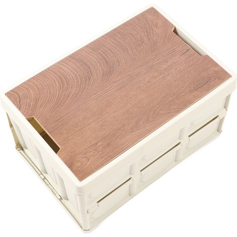 Boîte de rangement pour voiture, blanche, 30 L, grande capacité, pliable, en plastique avec couvercle, pour la maison et la voiture (1/5)