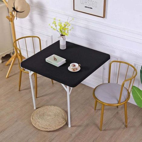 34 x 34 inch square stretch spandex tablecloth - black MUMU (1/4)