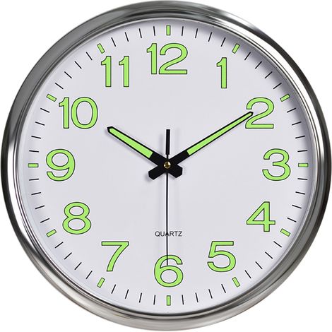 Horloge argentée blanche lumineuse, plaquée argent. (1/5)