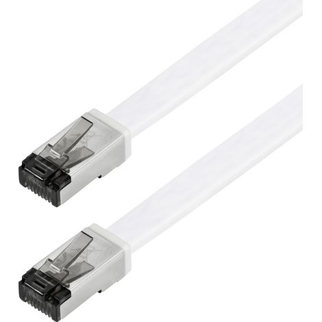 Maxtrack TI56-5L RJ45 Netzwerkkabel, Patchkabel CAT 8.1 U/FTP 5 m Weiß flach 1 St.
