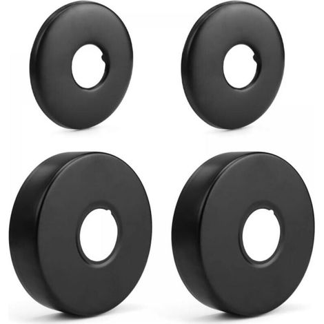 Faucet Rosette, Shower Mixer Rosette, 4 Black Stainless Steel Pipe Covers, Radiator Rosette - Rosette for Shower Faucets, Faucets, Radiators (1/4)