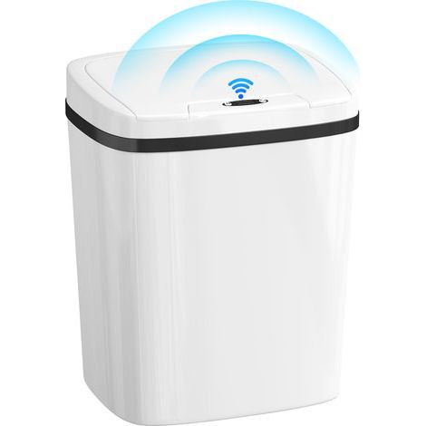 15-Liter-Abfalleimer mit Infrarotsensor, 2 Öffnungsmodi, fingerabdruckresistente Oberfläche, Badezimmer, Weiß (1/5)