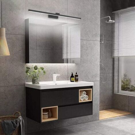 NALOOKAMIC  Lampe pour Miroir LED Salle de Bains IP44 16W 1170lm Lampe Armoire Applique Murale Intérieure Moderne Luminaire 4000K pour Miroir Armoir Tableau Toilette Meuble, Noir