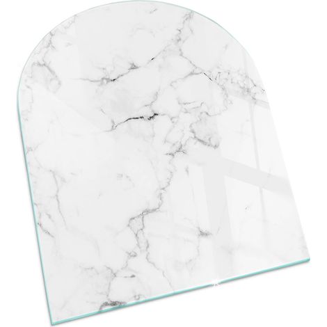 Plaque Rectangulaire décorative imprimée sous cheminée et poêle indépendant Protection Thermique Motif marbré avec veines 80x70 cm (1/5)