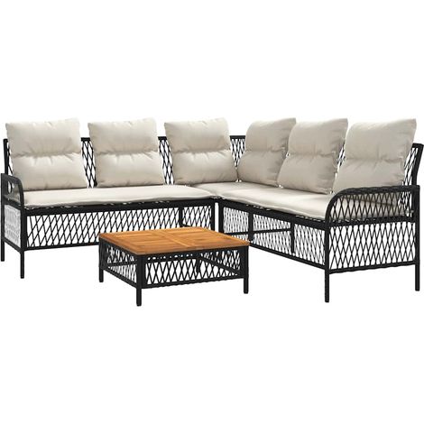 Set de sofás de jardín 2 piezas y cojines ratán sintético negro vidaXL (1/5)