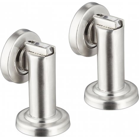 2er-Set, magnetischer Türstopper, magnetischer Türkeil, Edelstahl, zur Boden- oder Wandmontage, Silber (1/5)