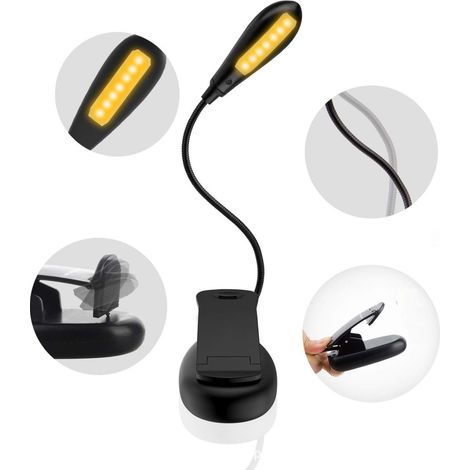 Lampe de Lecture Rechargeable, Liseuse Lampe 14 LEDs 3 Couleurs 9 Modes Luminosité Réglable, Lampe Clipsable 360°Cou Flexible Sans Fil Portable et Flexible pour Travail Voyage Lecture de Nuit (1/5)
