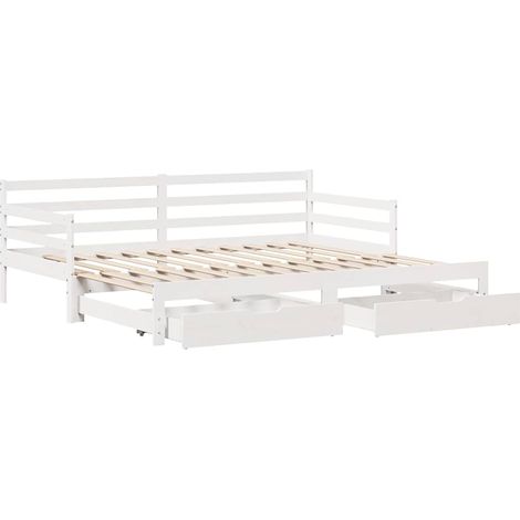Sofá cama con cajones madera maciza de pino blanco 90x200 cm vidaXL (1/4)