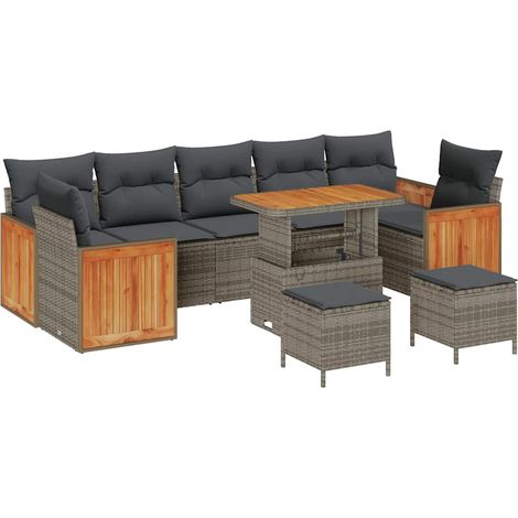 Maison Exclusive - Set Divano da Giardino con cuscino 13 pcs Grigio polyrattan