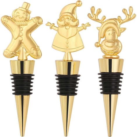 Bouchons de bouteille de vin décoratifs (Cerf en pain d'épice Père Noël, 3) (1/5)