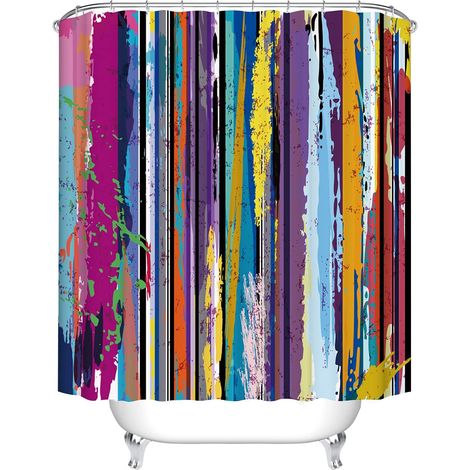 Waterproof, mold-resistant shower curtain with 12 hooks, machine washable, ideal for bathrooms (wood grain, 180x180cm) (1/5)