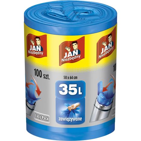 Bolsas de basura Jan Niezbędny, resistentes, azules, con asas, 35 l, 100 unidades. (1/2)
